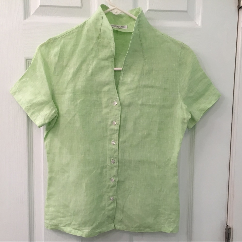 Naracamicie light green linen blouse